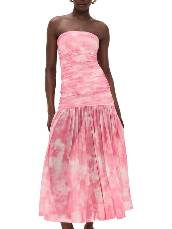 Bardot Dresses & Skirts - Bardot Strapless Pink Tie-Dye Maxi Dress